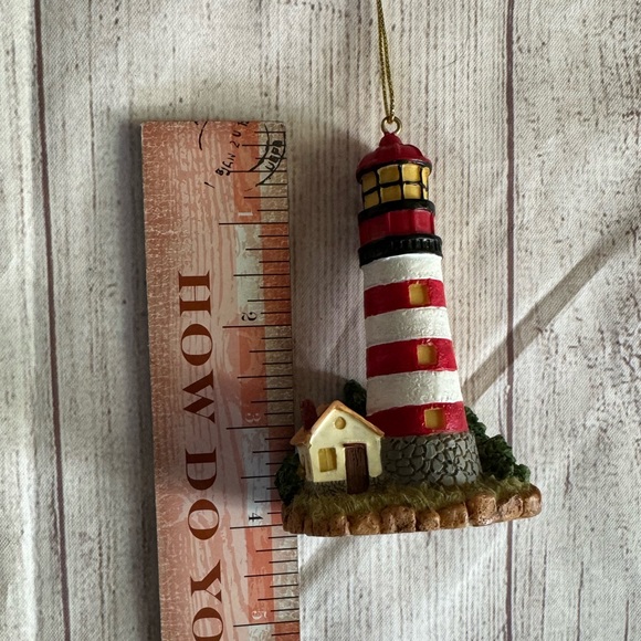 🐬 CLEARANCE ITEM: 4” Lighthouse Ornament with Gold Color Ribbon - Picture 9 of 10